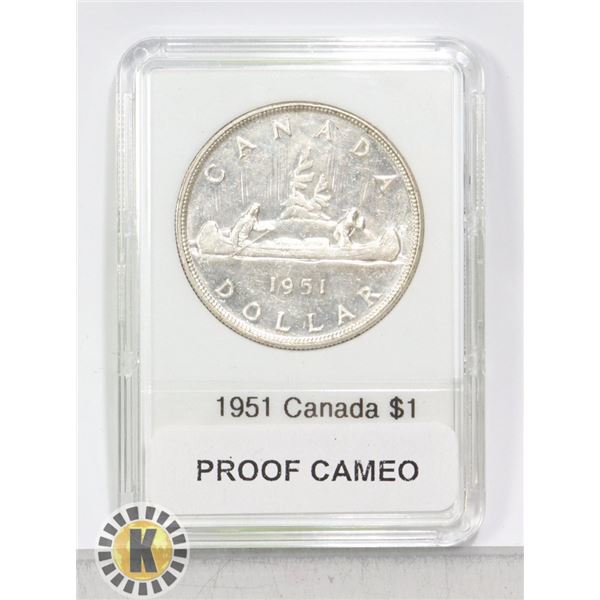 CANADIAN 1951 SILVER $1, PROOF CAMEO