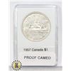 Image 1 : CANADIAN 1957 SILVER $1, PROOF CAMEO, 3 WL VARIETY