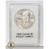 Image 1 : CANADIAN 1958 SILVER $1, PROOF CAMEO "DEATH TOTEM