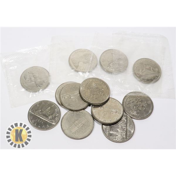 x12 OLD VARIOUS CANADA $1 DOLLAR COINS