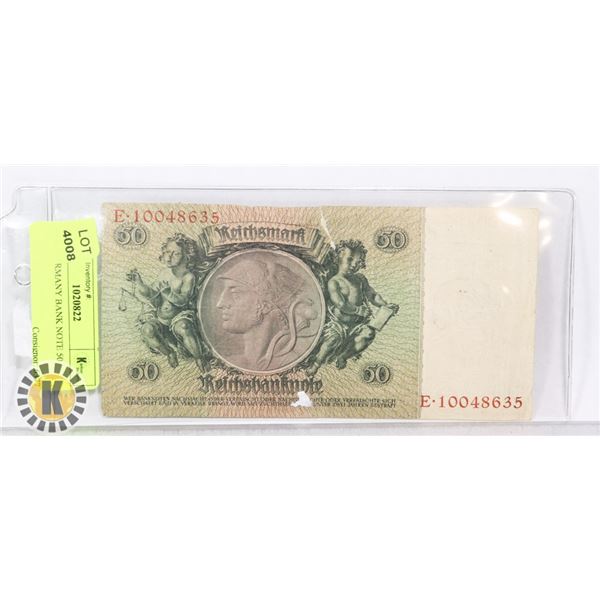 NAZI GERMANY BANK NOTE 50