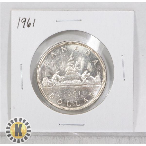 1961 CANADA 80% SILVER $1 DOLLAR COIN