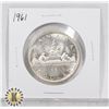 Image 1 : 1961 CANADA 80% SILVER $1 DOLLAR COIN