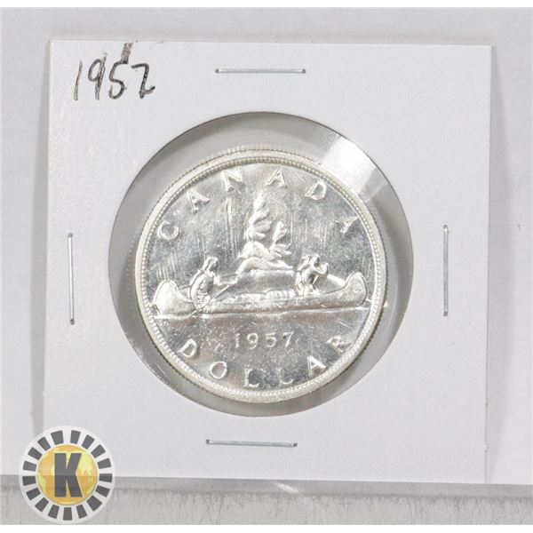 1957 CANADA 80% SILVER $1 DOLLAR COIN