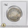 Image 1 : 1965 CANADA 80% SILVER $1 DOLLAR COIN