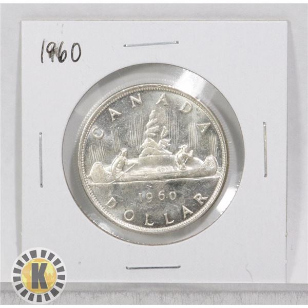 1960 CANADA 80% SILVER $1 DOLLAR COIN