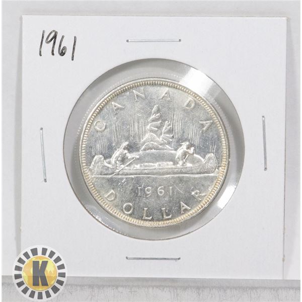 1961 CANADA 80% SILVER $1 DOLLAR COIN