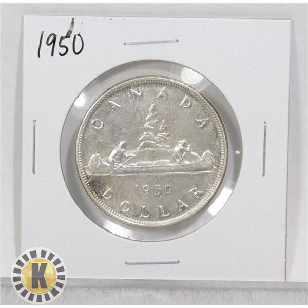 1950 CANADA 80% SILVER $1 DOLLAR COIN