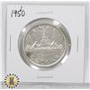 Image 1 : 1950 CANADA 80% SILVER $1 DOLLAR COIN