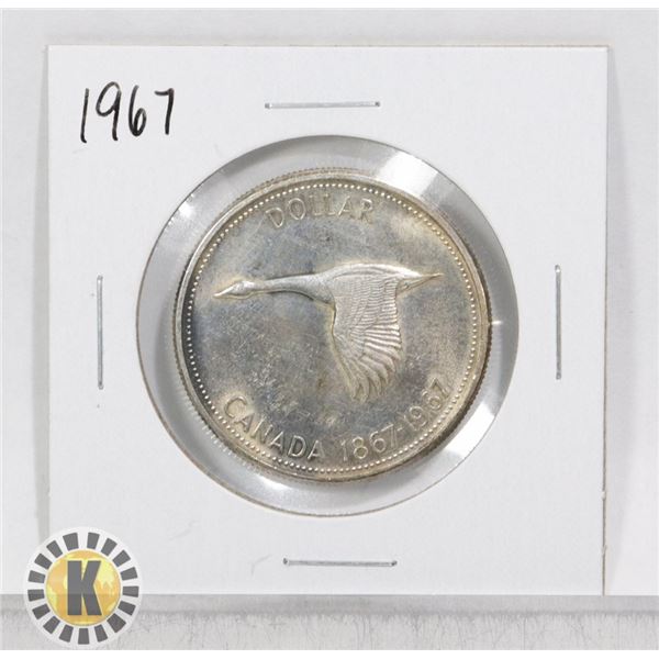 1967 CANADA 80% SILVER $1 DOLLAR COIN