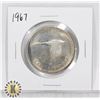 Image 1 : 1967 CANADA 80% SILVER $1 DOLLAR COIN