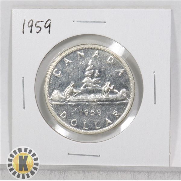 1959 CANADA 80% SILVER $1 DOLLAR COIN