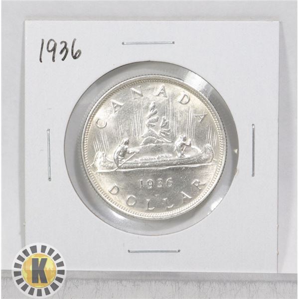 1936 CANADA 80% SILVER $1 DOLLAR COIN
