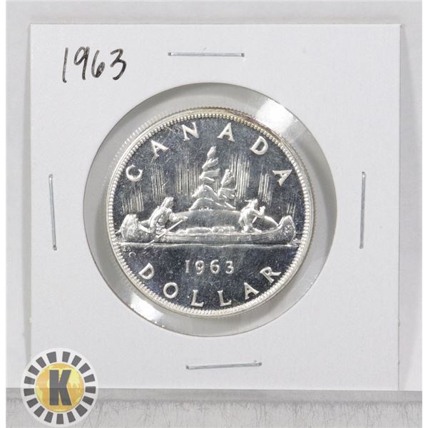 1963 CANADA 80% SILVER $1 DOLLAR COIN