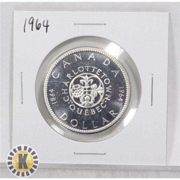 1964 CANADA 80% SILVER $1 DOLLAR COIN