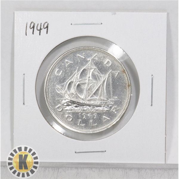1949 CANADA 80% SILVER $1 DOLLAR COIN