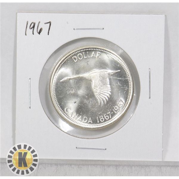 1967 CANADA 80% SILVER $1 DOLLAR COIN