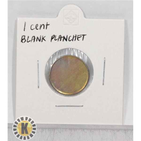 ERROR CANADA 1 CENT BLANK PLANCHET, BU