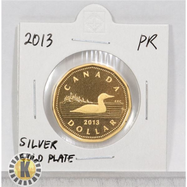 2013 $1SILVER GOLD PLATE PROOF COIN