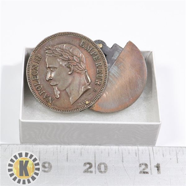 C.WW1 FRANCE LIGHTER WITH COIN DESIGN