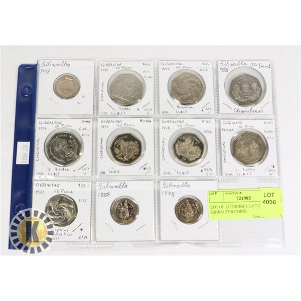 LOT OF 11 UNCIRCULATED GIBRALTER COINS