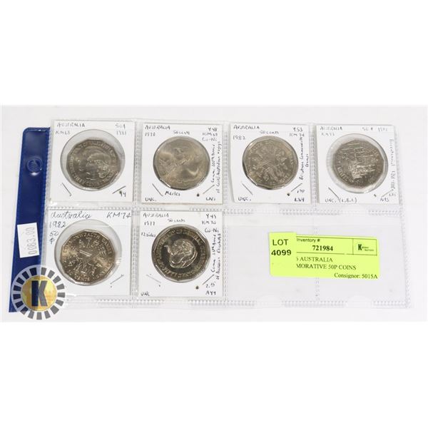 LOT OF 6 AUSTRALIA COMMEMORATIVE 50P COINS