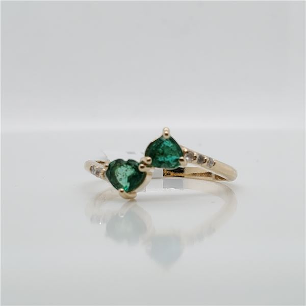 10K YELLOW GOLD NATURAL EMERALD(0.54CT) DIAMOND