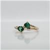 Image 1 : 10K YELLOW GOLD NATURAL EMERALD(0.54CT) DIAMOND