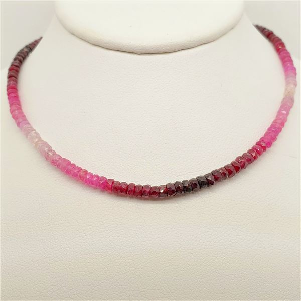 10K WHITE GOLD FANCY COLOR RUBY(17.52CT) NECKLACE