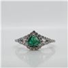 Image 1 : 14K WHITE GOLD NATURAL EMERALD(0.35CT) DIAMOND