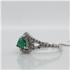 Image 2 : 14K WHITE GOLD NATURAL EMERALD(0.35CT) DIAMOND
