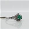 Image 3 : 14K WHITE GOLD NATURAL EMERALD(0.35CT) DIAMOND