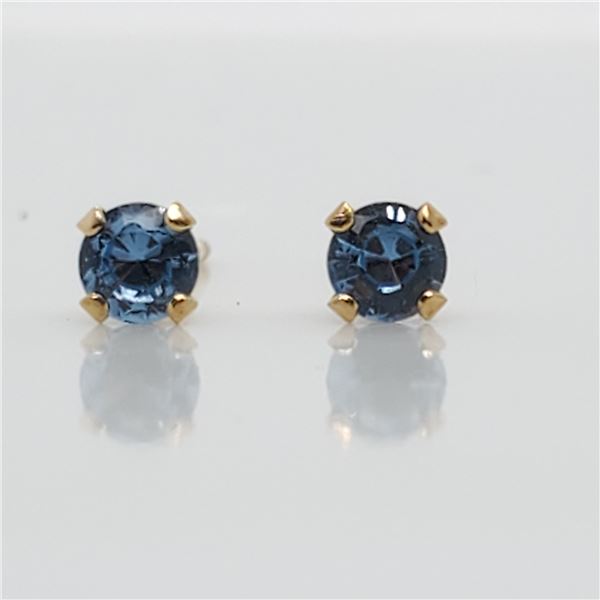14K YELLOW GOLD BLUE TOPAZ  EARRINGS