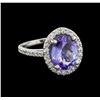 Image 1 : 4.6 ctw Tanzanite and Diamond Ring - 14KT White Gold