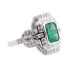 Image 2 : 1.94 ctw Emerald and Diamond Ring - Platinum