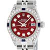 Image 1 : Rolex Ladies Stainless Steel Red Diamond Lugs & Sapphire Datejust Wristwatch