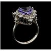 Image 4 : 4.17 ctw Tanzanite and Diamond Ring - 14KT White Gold