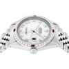 Image 9 : Rolex Mens Stainless Steel Silver MOP Roman 36MM Diamond & Ruby Datejust Wristwa