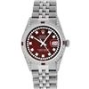 Image 2 : Rolex Mens Stainless Steel Red Diamond Lugs & Ruby 36MM Datejust Wristwatch