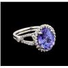 Image 1 : 3.96 ctw Tanzanite and Diamond Ring - 14KT White Gold