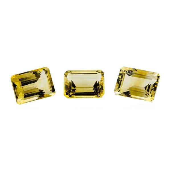 21.24 ctw.Natural Emerald Cut Citrine Quartz Parcel of Three