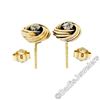 Image 3 : Victorian 14kt Yellow Gold 0.36 ctw Old Mine Cut Diamond Love Knot Stud Earrings