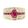 Image 2 : 2.50 ctw Ruby and Diamond Ring - 14KT Yellow Gold