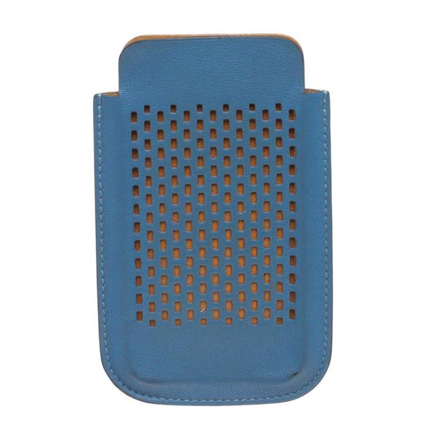 Hermes Blue Perforated Leather iPhone 4 Case