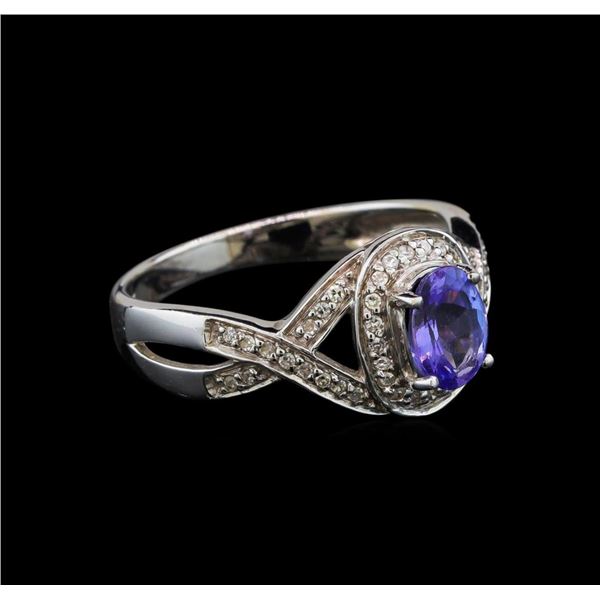 14KT White Gold 0.93 ctw Tanzanite and Diamond Ring