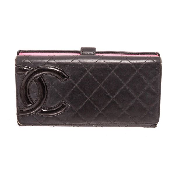 Chanel Black Leather Long Tab Wallet
