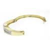 Image 6 : Estate 14K Solid Two Tone Gold Hinged Open Bangle Bracelet with Pave Diamonds