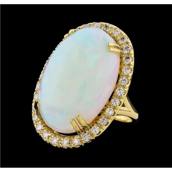23.60 ctw Opal and Diamond Ring - 14KT Yellow Gold