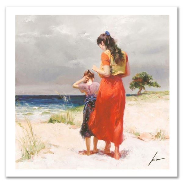 Pino (1931-2010), "Beach Walk" Limited Edition on Canvas, Numbered and Hand Sign