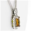 Image 5 : 14K White Gold 3.71 ctw Cushion Checkerboard Citrine Diamond Halo Pendant Neckla